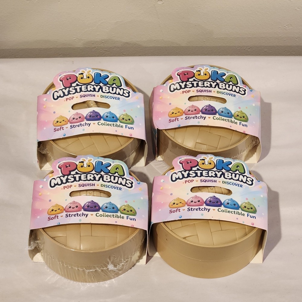 Puka Paka Mystery Buns Rainbow Squishy Toy Dumplings 4 Pack Stress Relief Viral